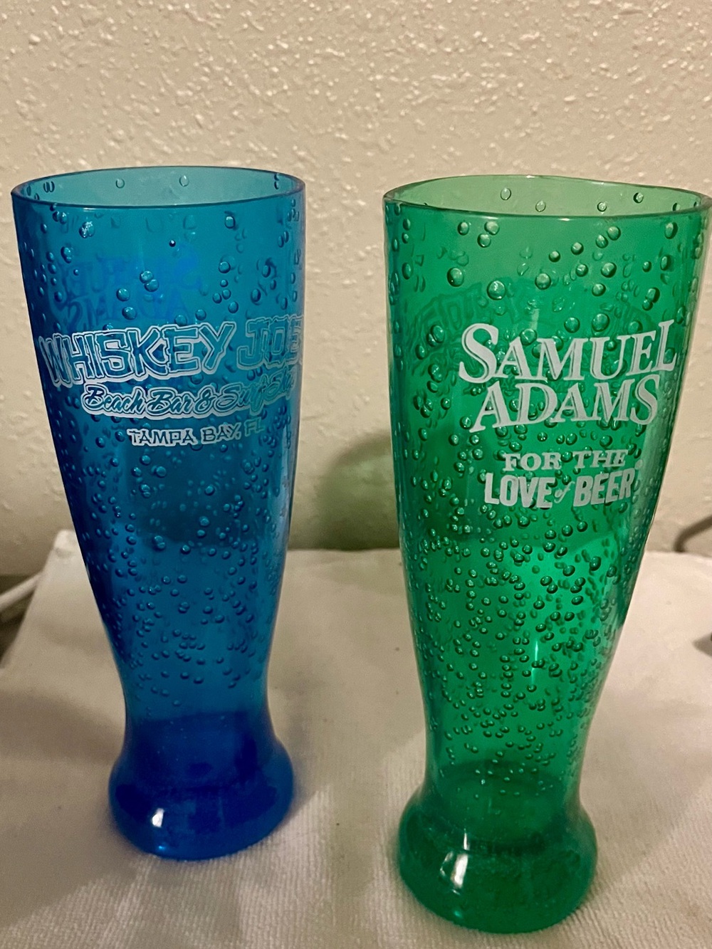 Samuel Adams Green & Blue Whiskey Joe's Tampa Florida Plastic Cups set of 2